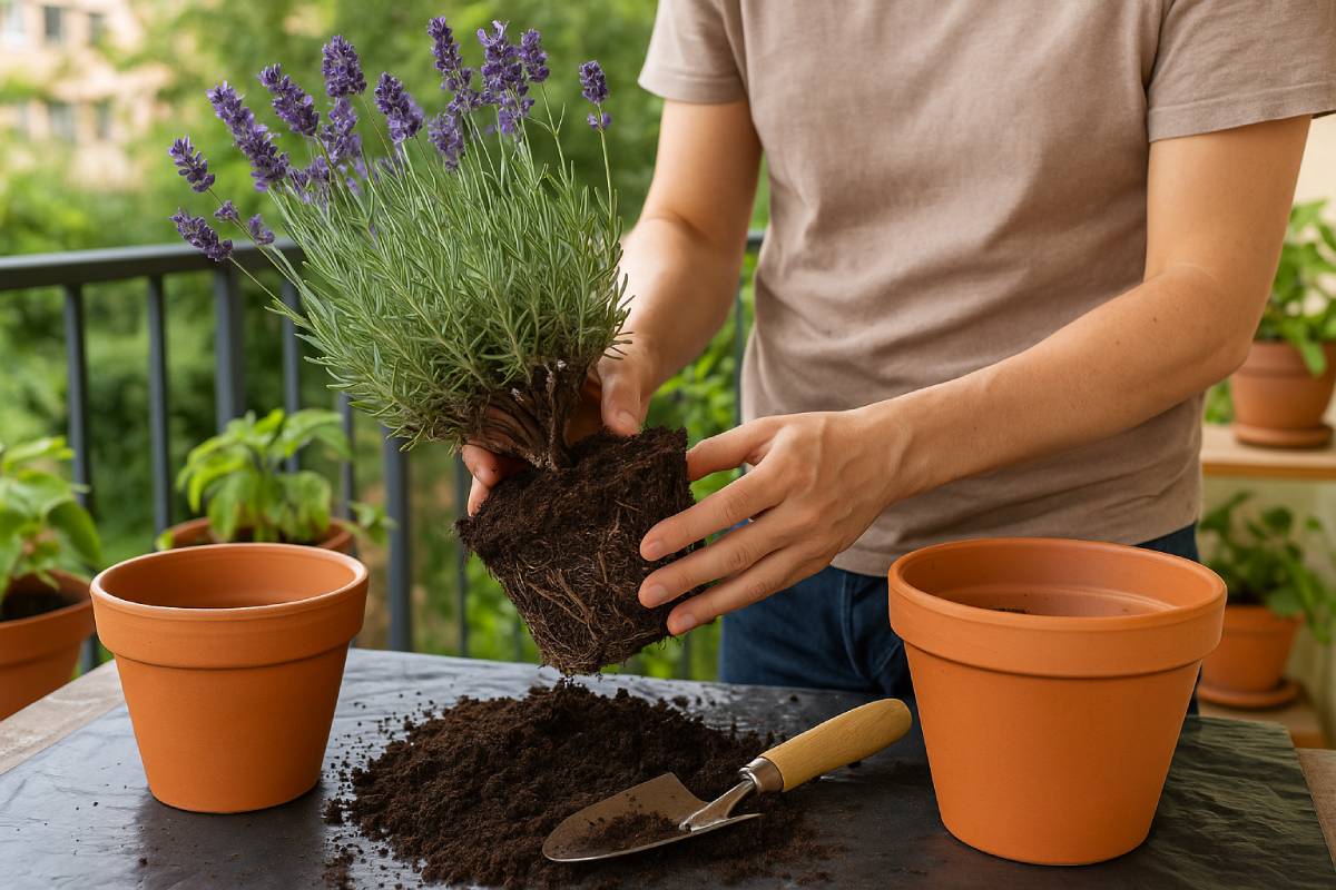 Intelligent lavender repotted