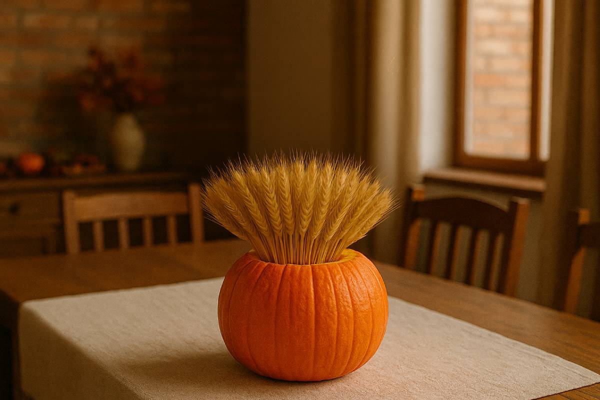 DIY centerpieces with dug pumpkins