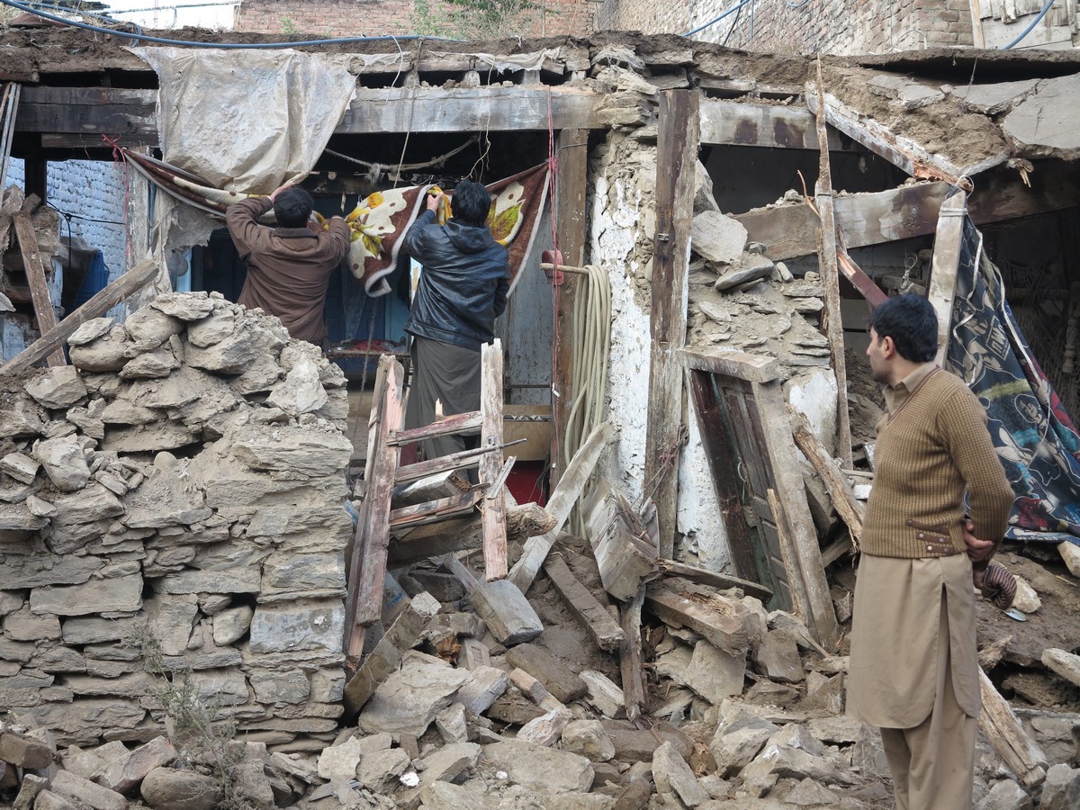 Debris from earthquake in Afghanistan