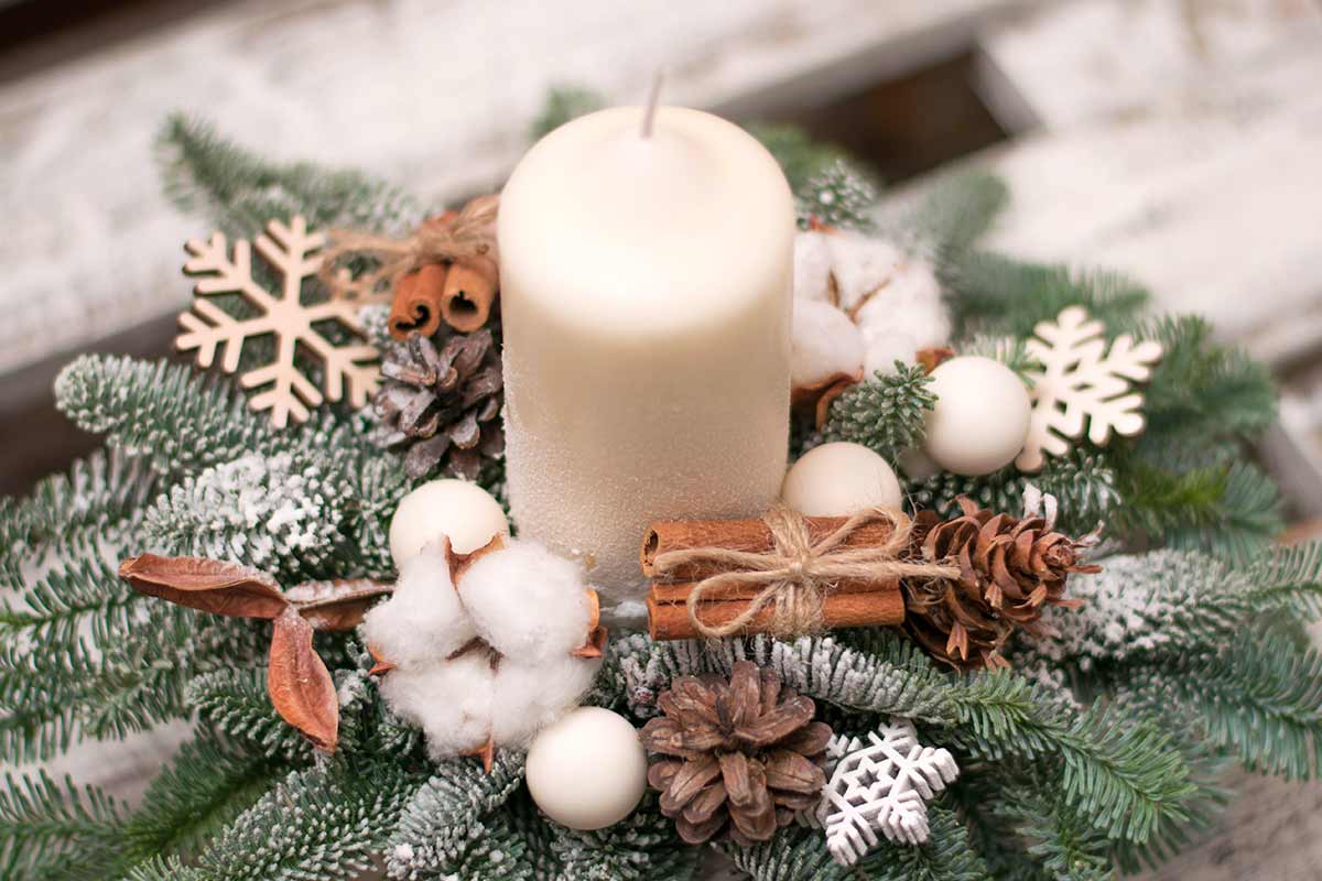 Christmas centerpiece with candles