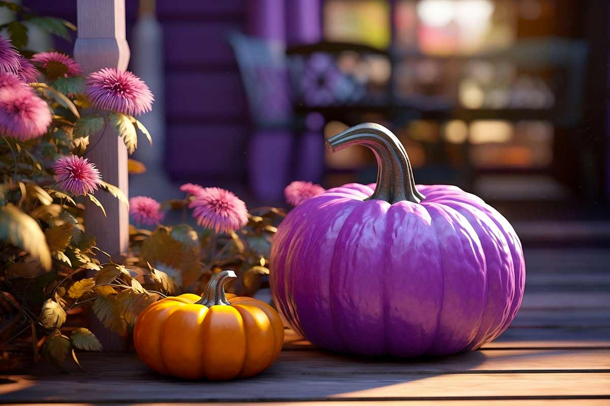 Pumpkins painted for autumn