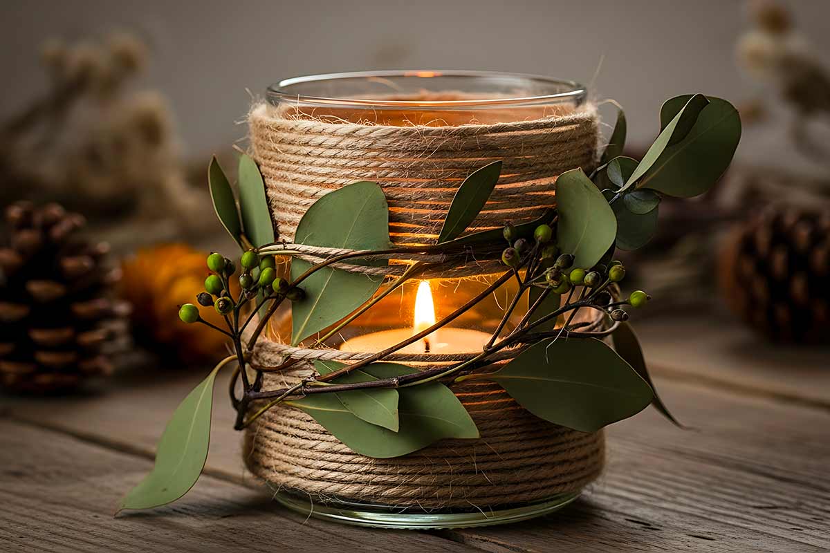 DIY lanterns with jars, string and candles