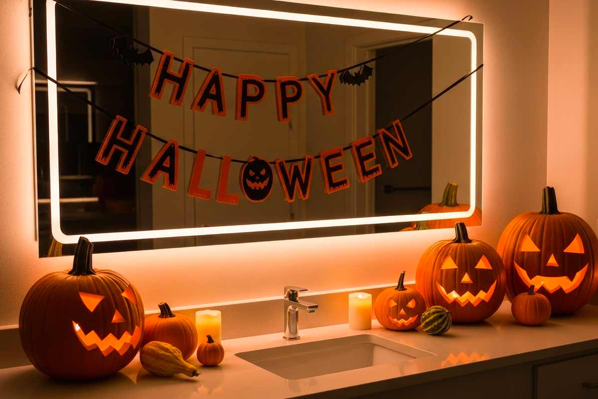 Halloween decoration in the home bath