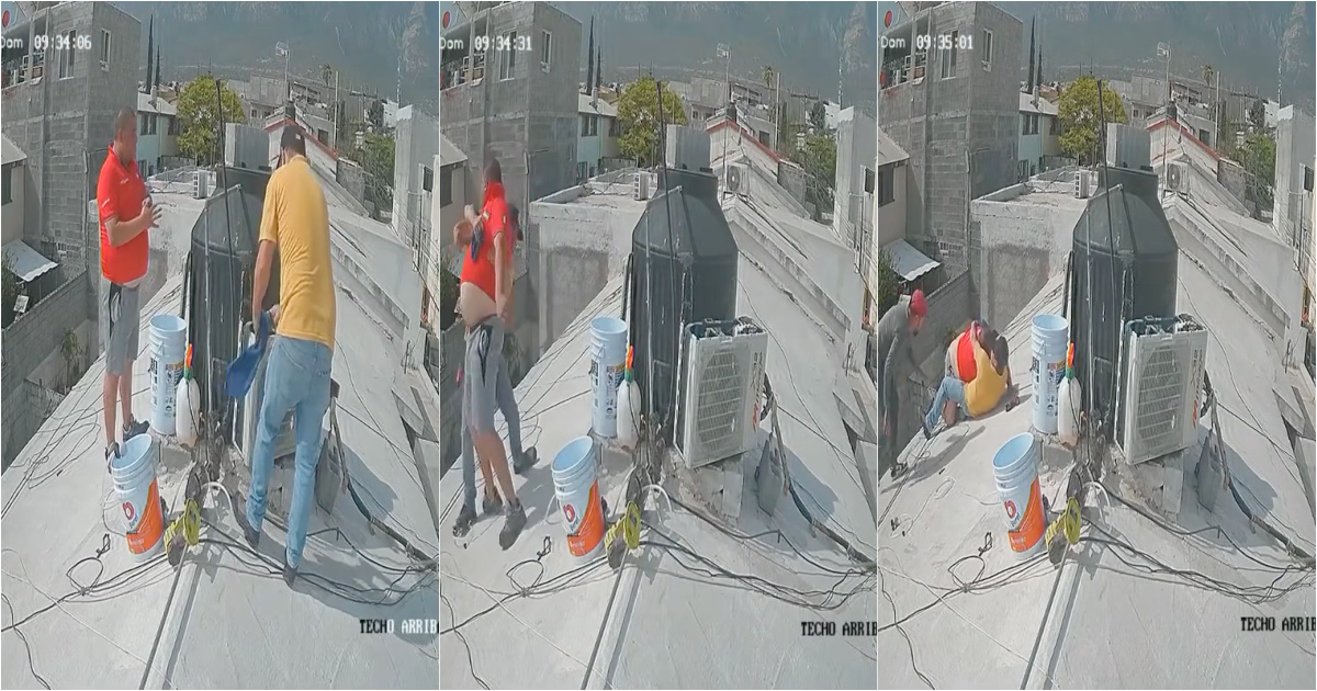 Man saves friend who suffered a panic attack or epilepsy on the roof of a house