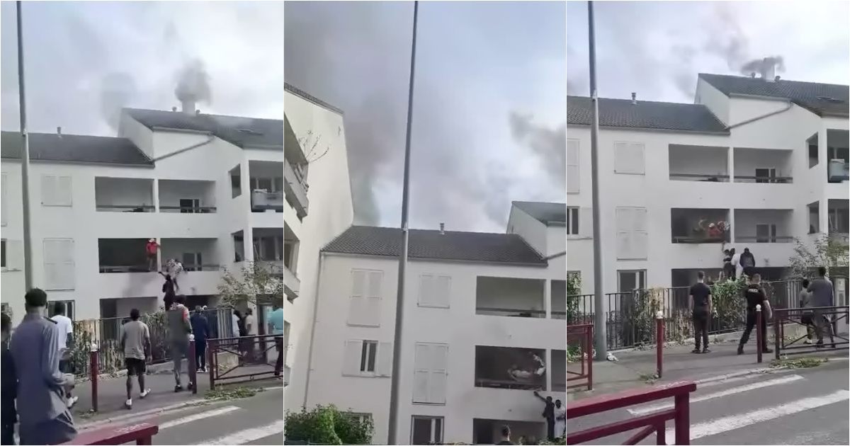 Young people climb building on fire to save woman in France