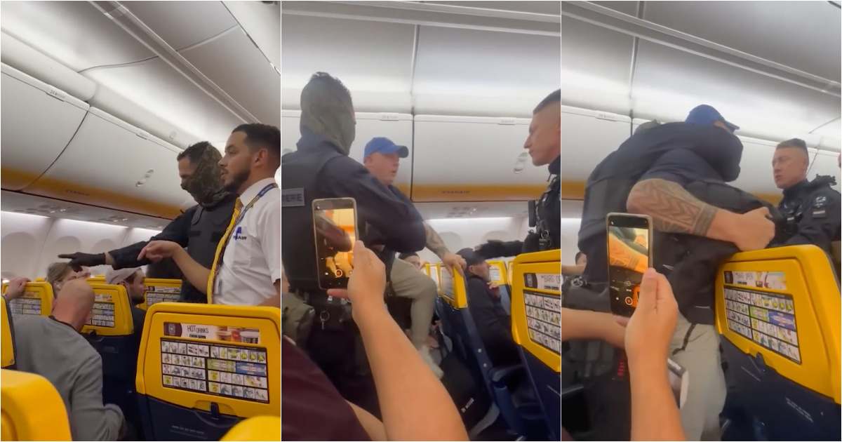 Passenger tries to open a door from Ryanair to a plot and ends up detained