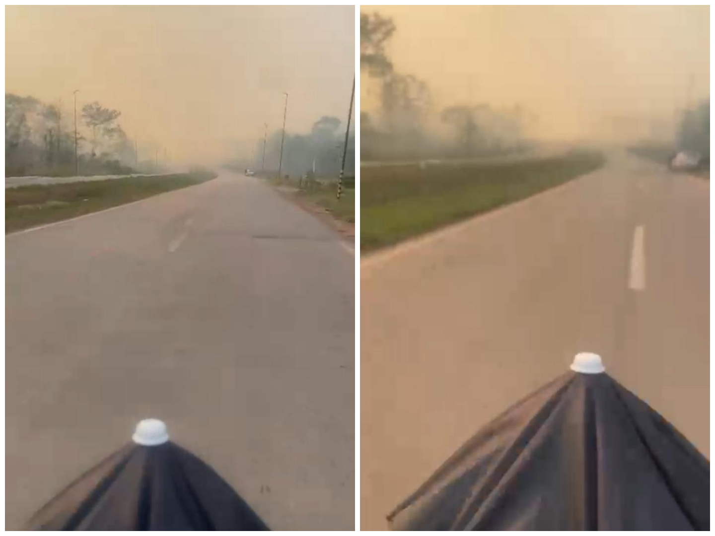 Fire in green area, on the way to the airport, leaves BR-364 topped with smoke; VIDEO
