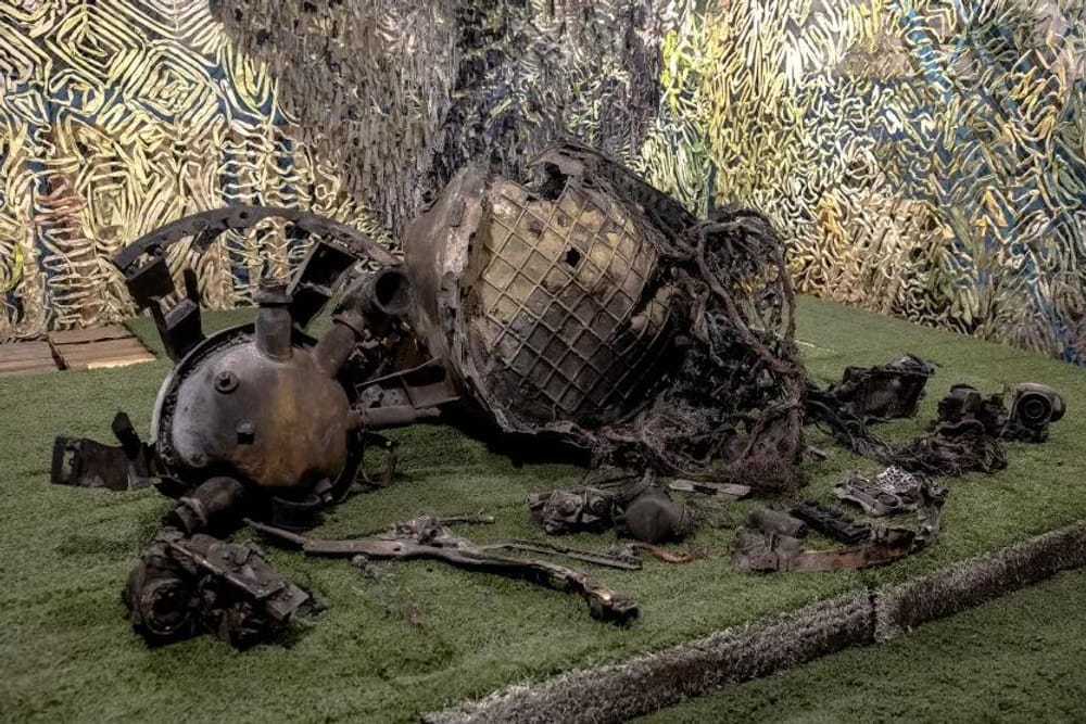 Parts of a missile collected for impact site analysis in the city of Dnipro after an attack on November 21, 2024 (Roman Pilipey/AFP/Getty Images)