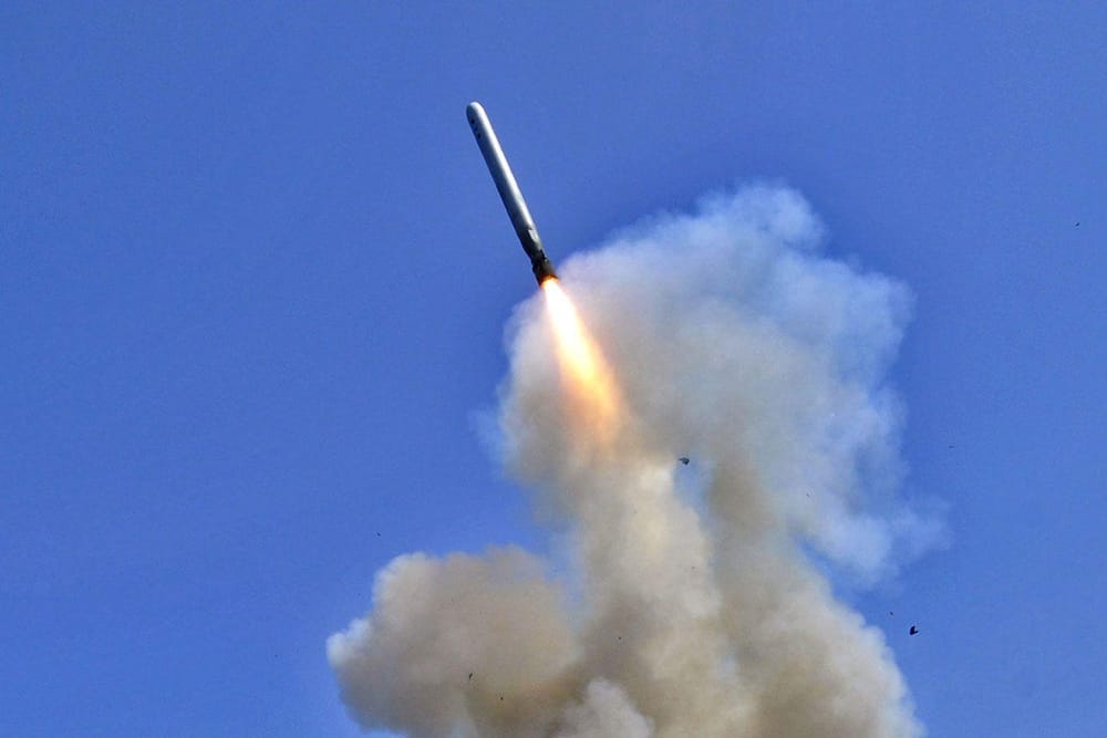 In this image released by the US Navy, the guided missile destroyer USS Barry launches a Tomahawk cruise missile from the Mediterranean Sea on March 29, 2011. (US Navy/Getty Images/File via CNN Newsource)