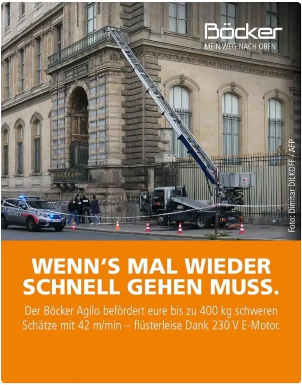 "As silent as a whisper": freight elevator manufacturer capitalizes on fame from Louvre robbery