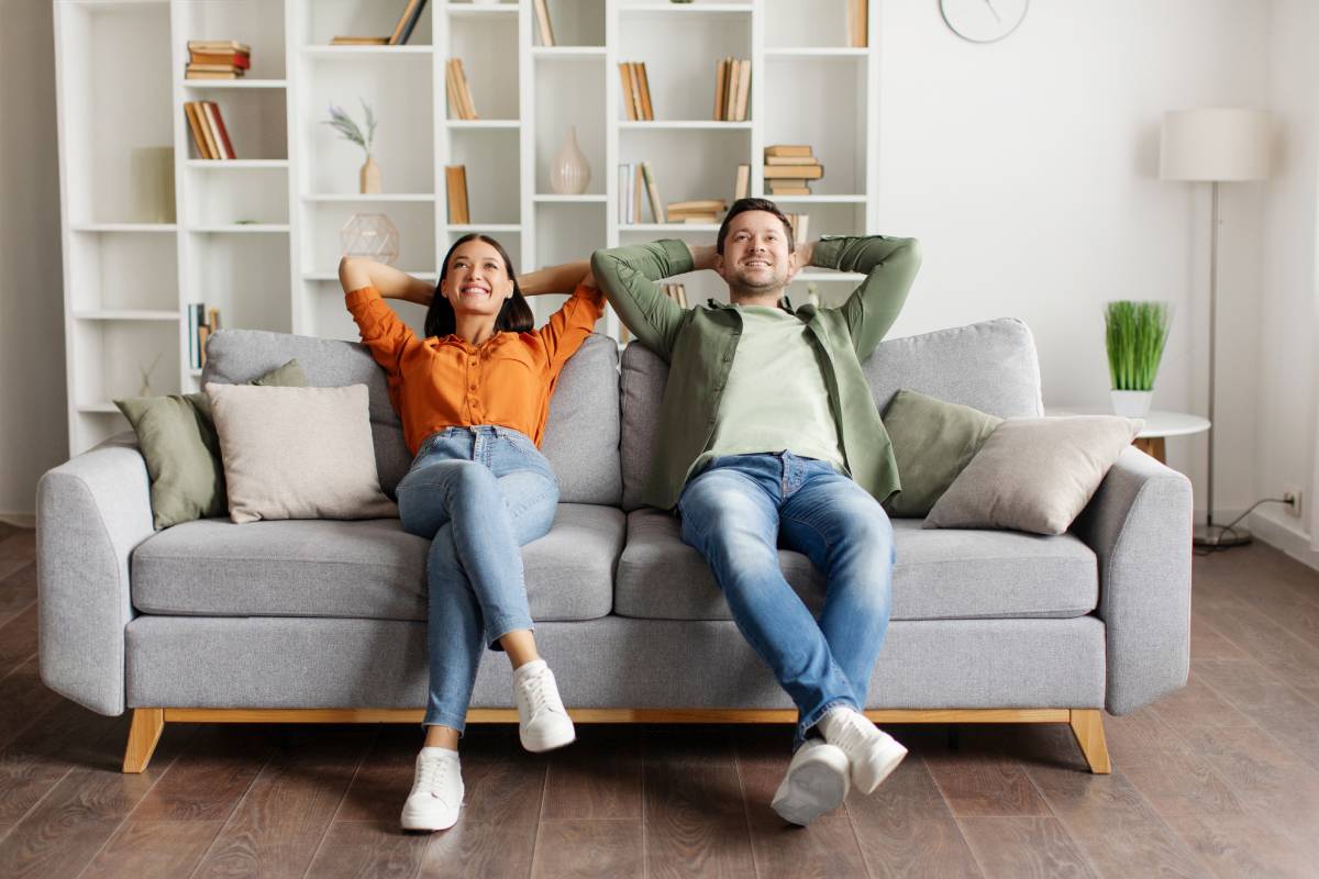 Relaxing couple on the sofa