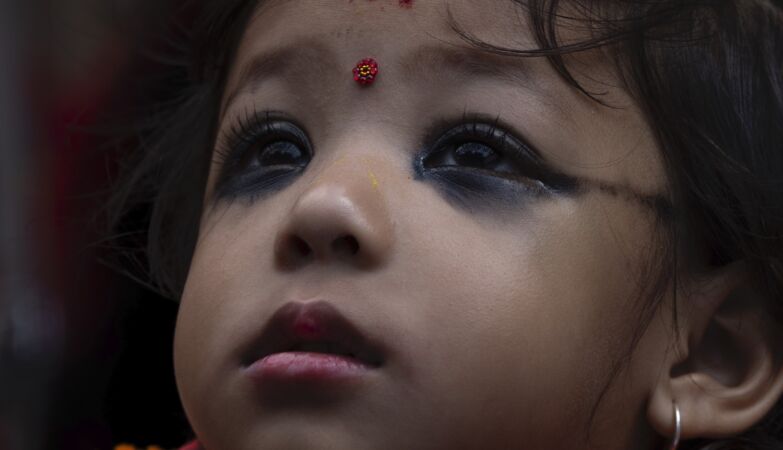 "Yesterday was my daughter, today is a goddess." Aryatara, two years old, is the new Kumari