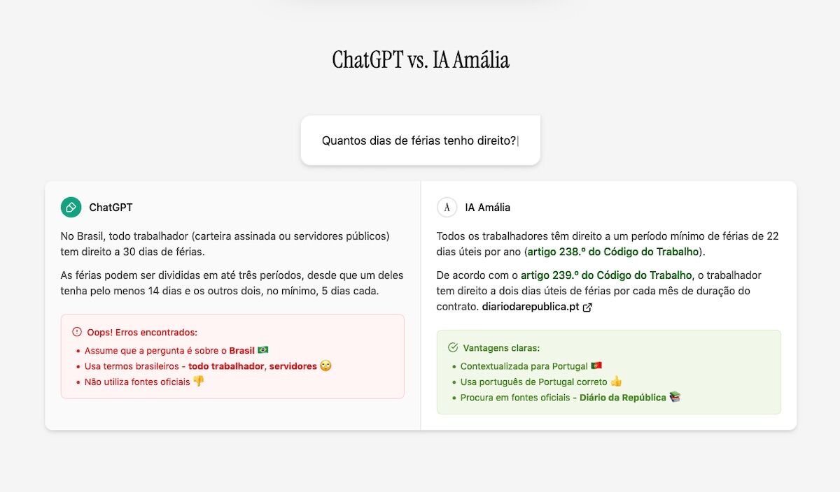 Base version of Amália, Portuguese, is completed. Is it better than chatgpt in?