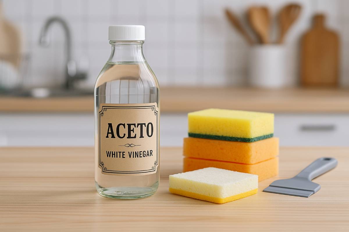 White vinegar in the kitchen for cleaning
