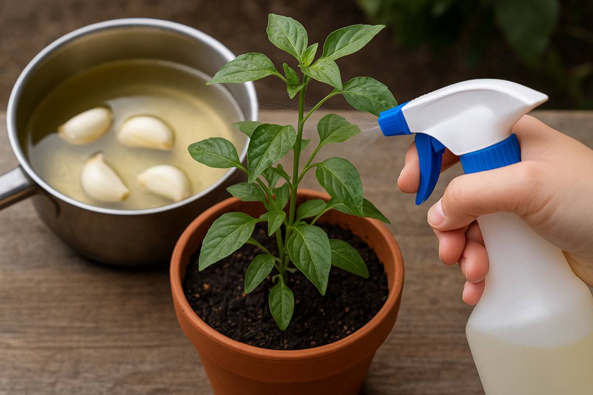 Decoction of garlic on the plant