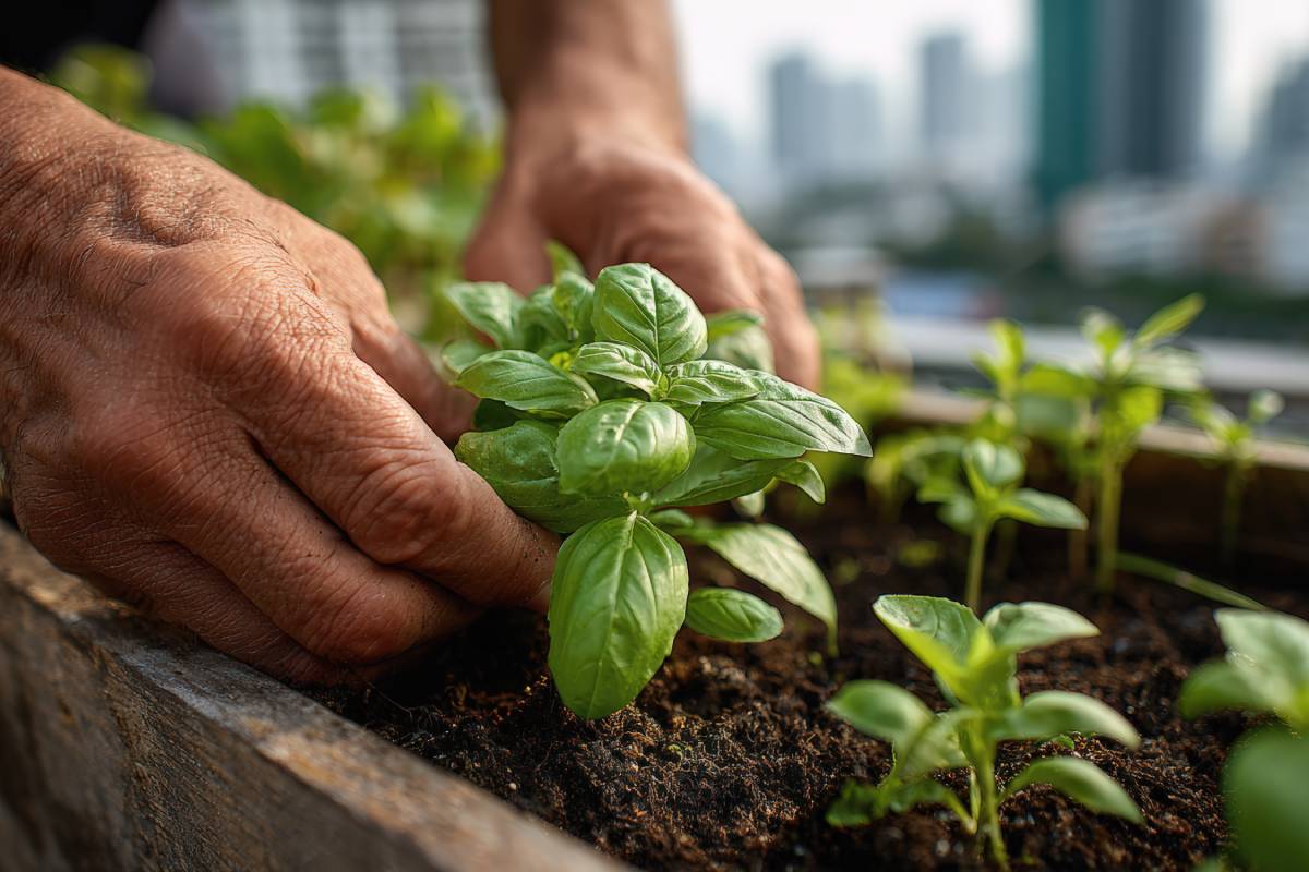 Let the basil survive on the balcony until Christmas