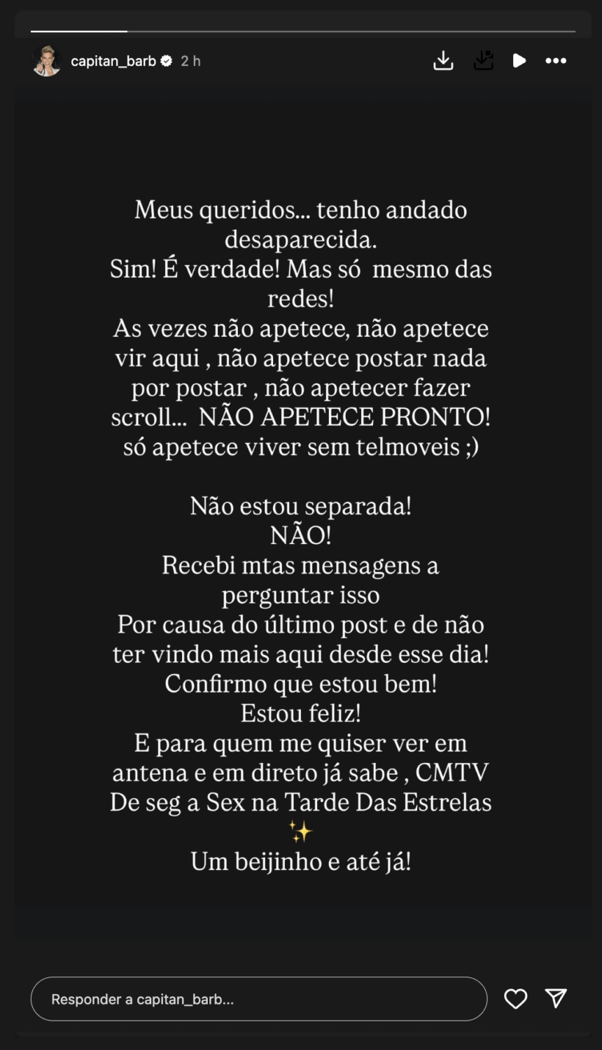 Separate? After reflection, Ana Barbosa puts 'dots to the i's': “I received many messages…”