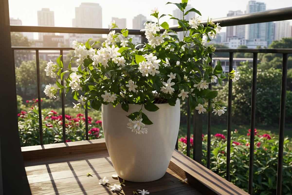 Jasmine in pots on the balcony