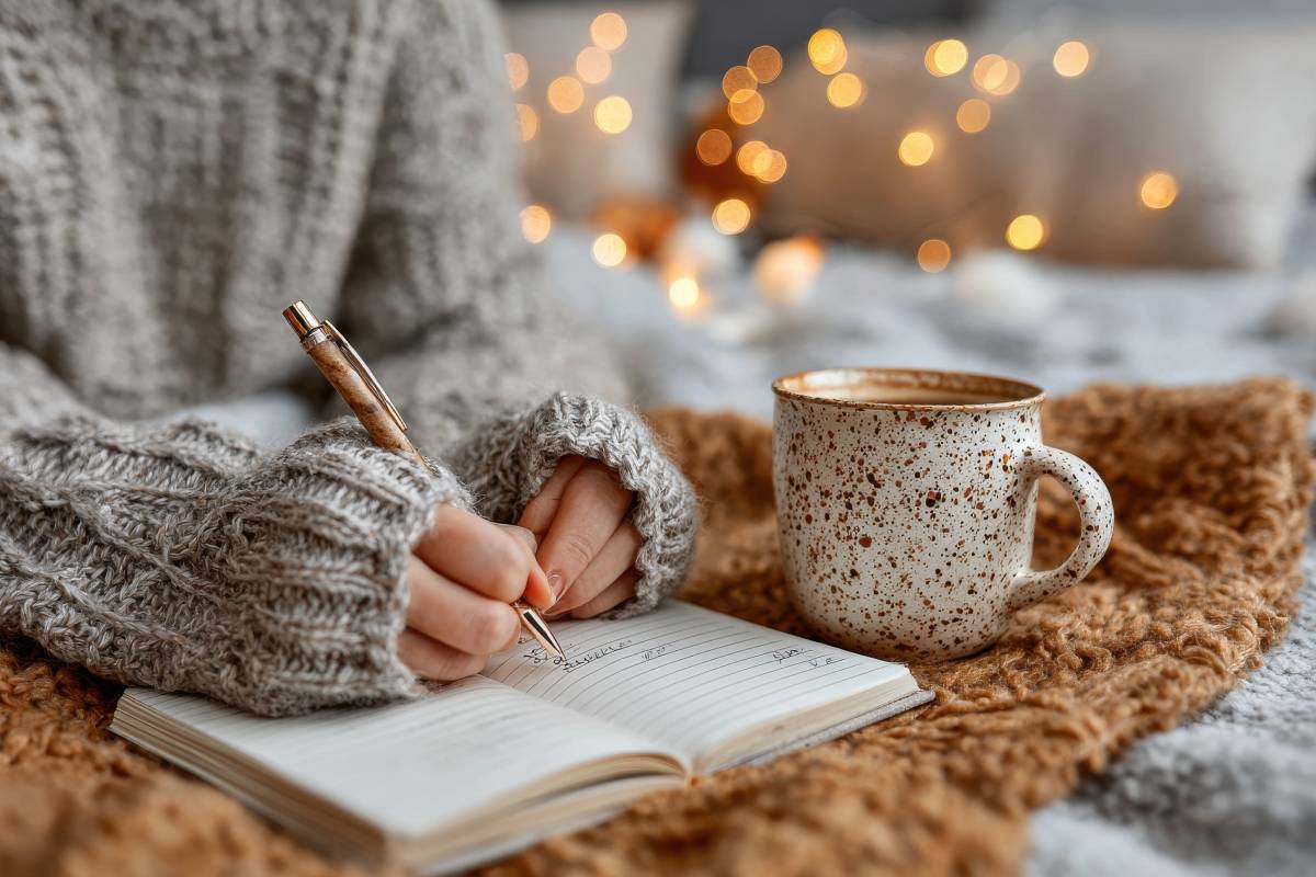 Woman writing in a diary