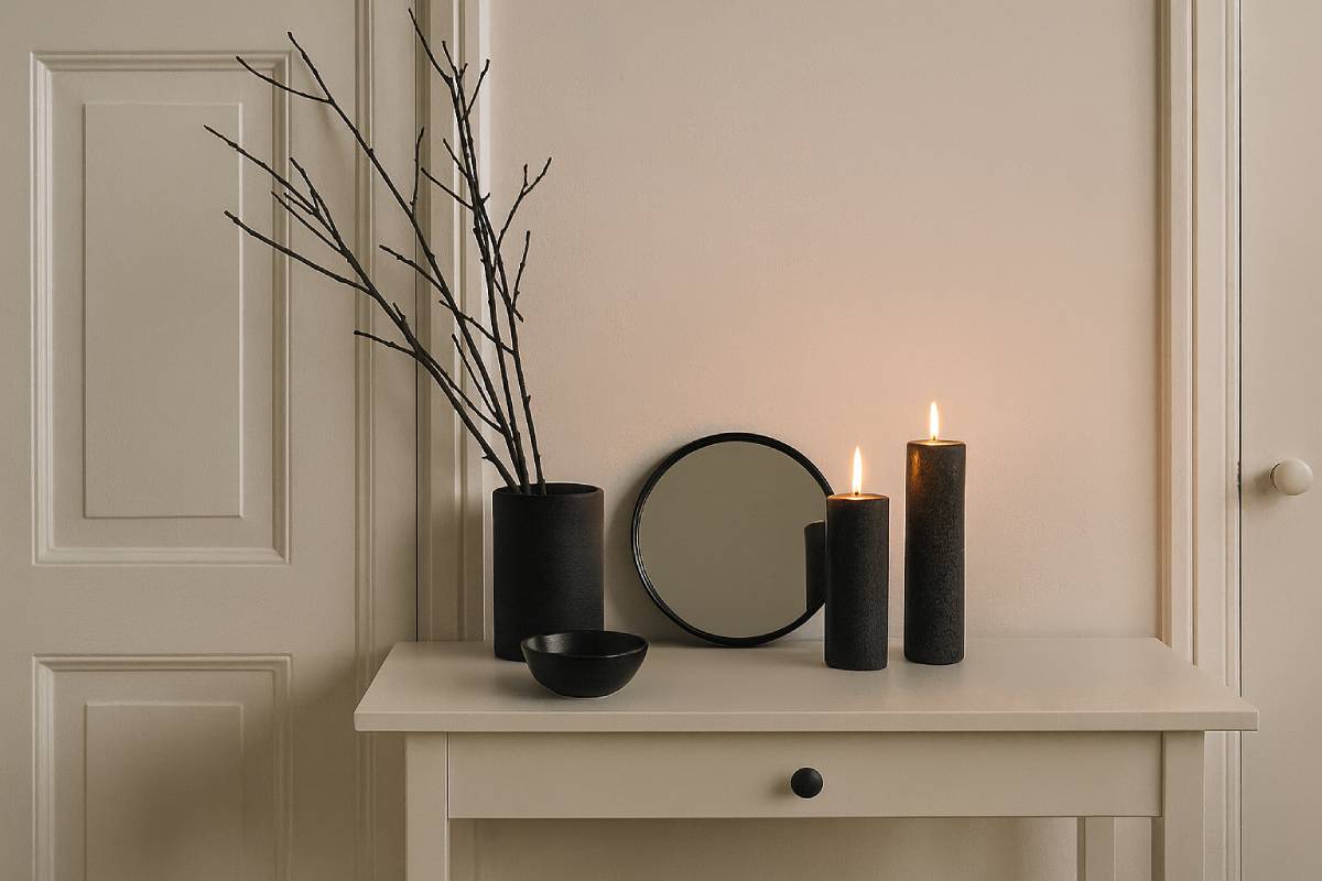 Entrance with minimal decorations for Halloween