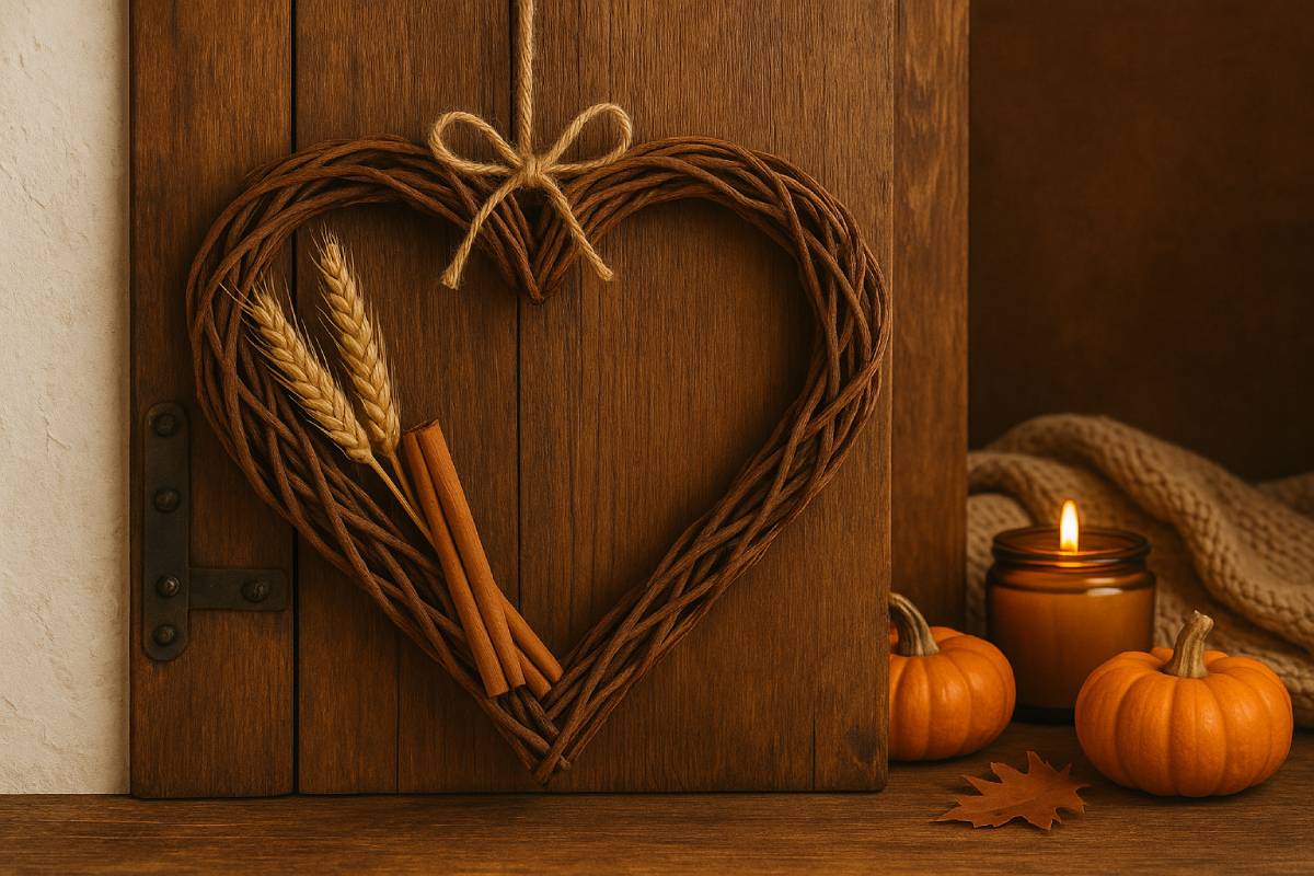 Heart of vine intertwined with ears and cinnamon