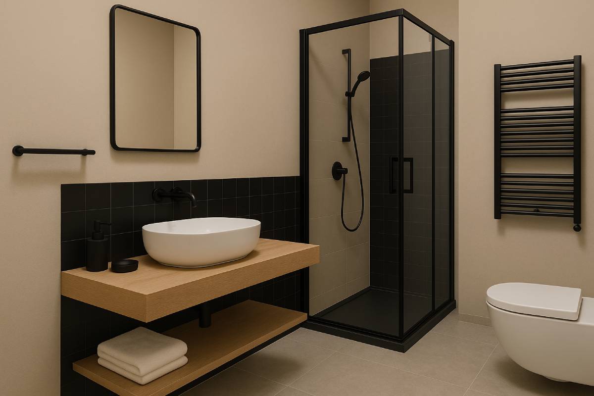 Bathroom with black touches