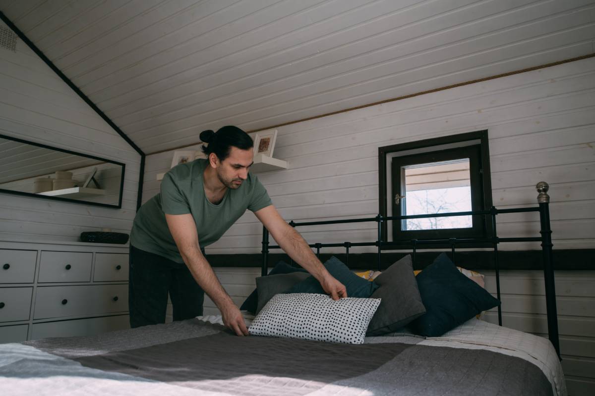Man who refers the bed