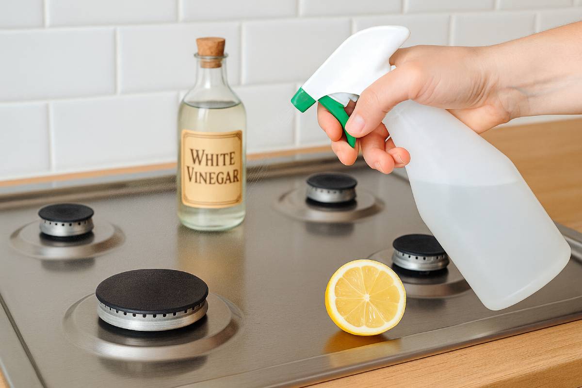 Vinegar and lemon to clean the hob