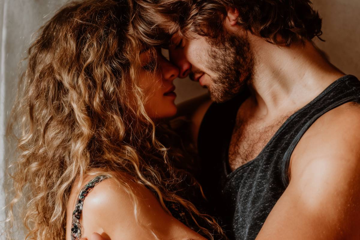 Couple in overwhelming embrace