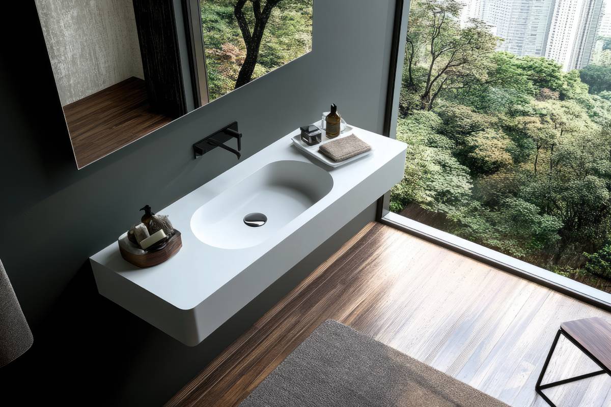 White sink in Corian