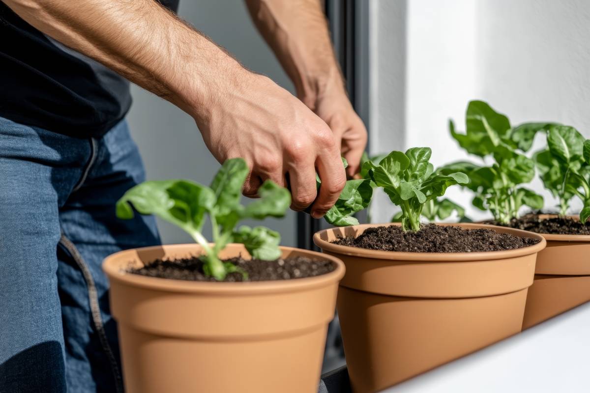 Growing spinach in pots in the city