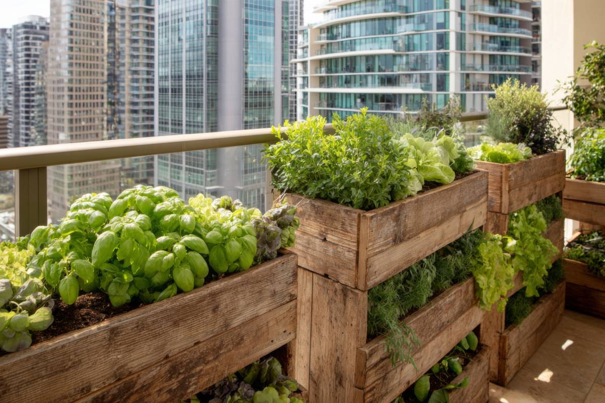 aromatic plants on the balcony