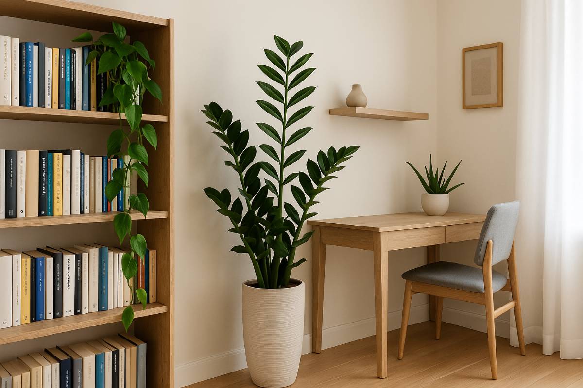 Room with zamioculcas, photo and aloe