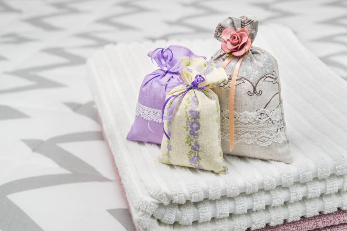 Lavender bags made from recycled fabrics