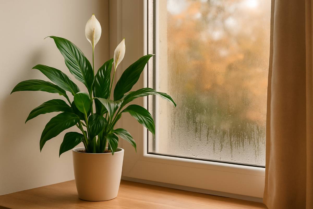 Spathiphyllum on the window: remedy against autumn condensation