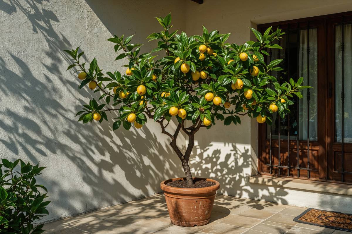 Lemon tree in pot