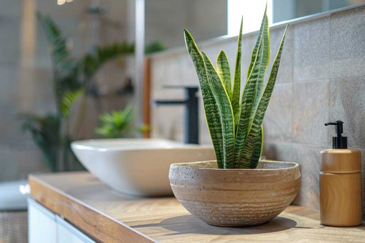 Sansevieria in the bathroom