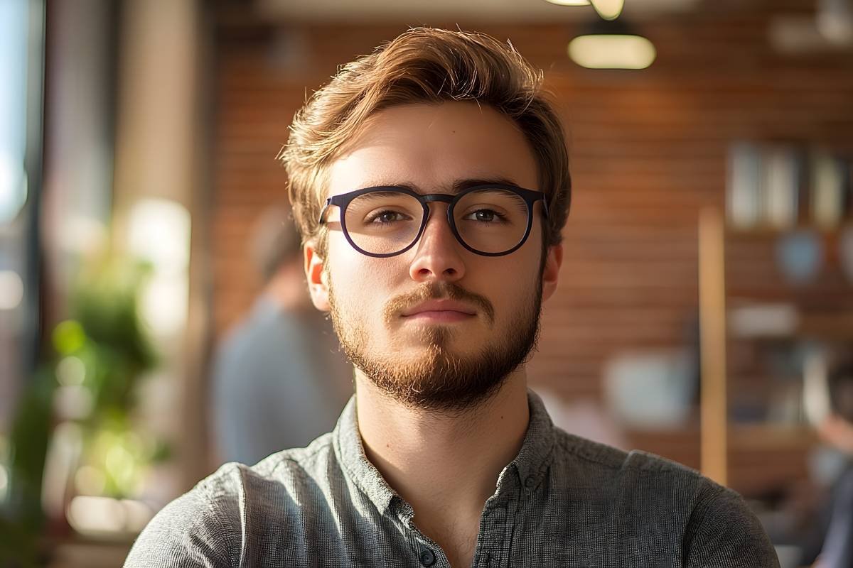 Man with a serious and intelligent expression