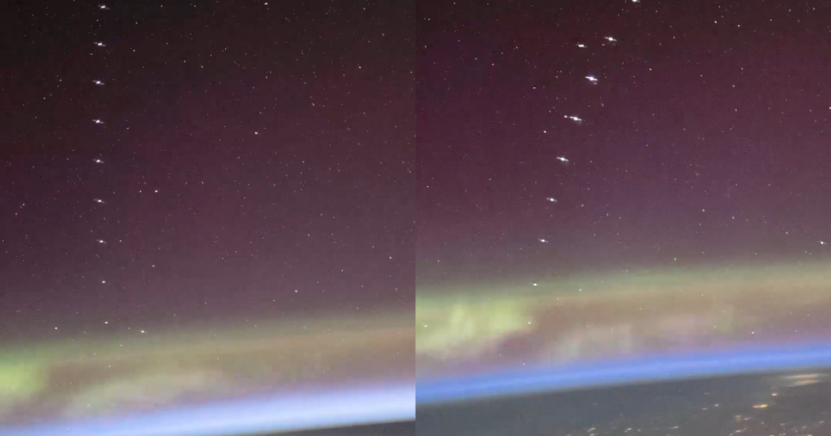 Astronaut films “train” of SpaceX satellites crossing Earth's orbit