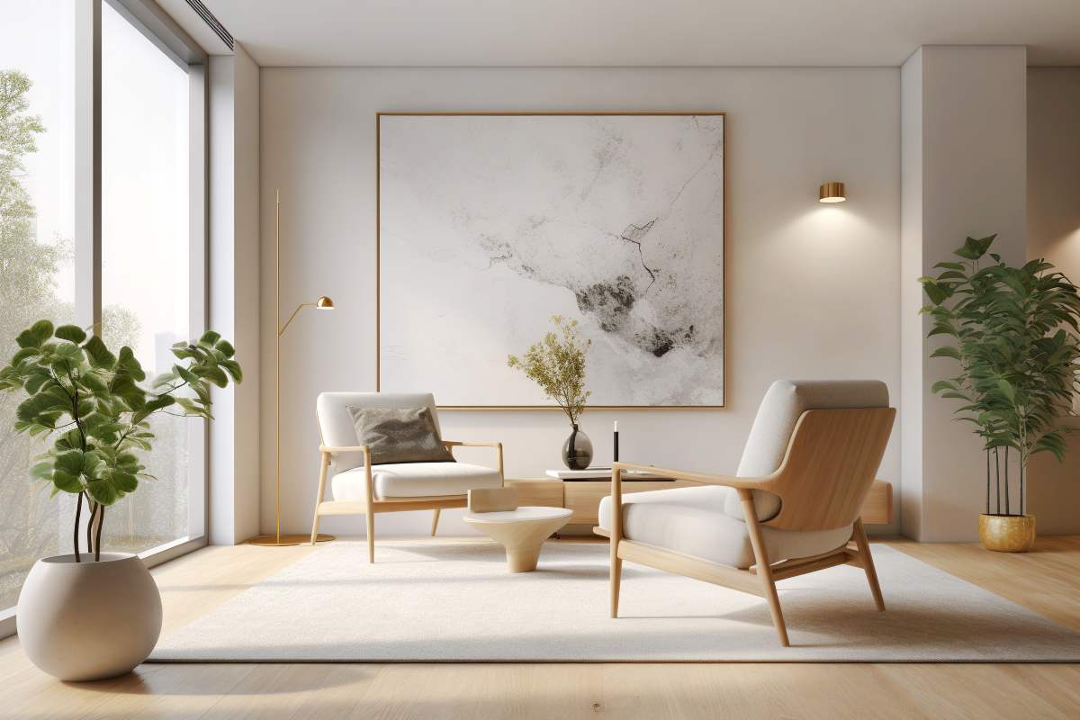 cream -colored living room