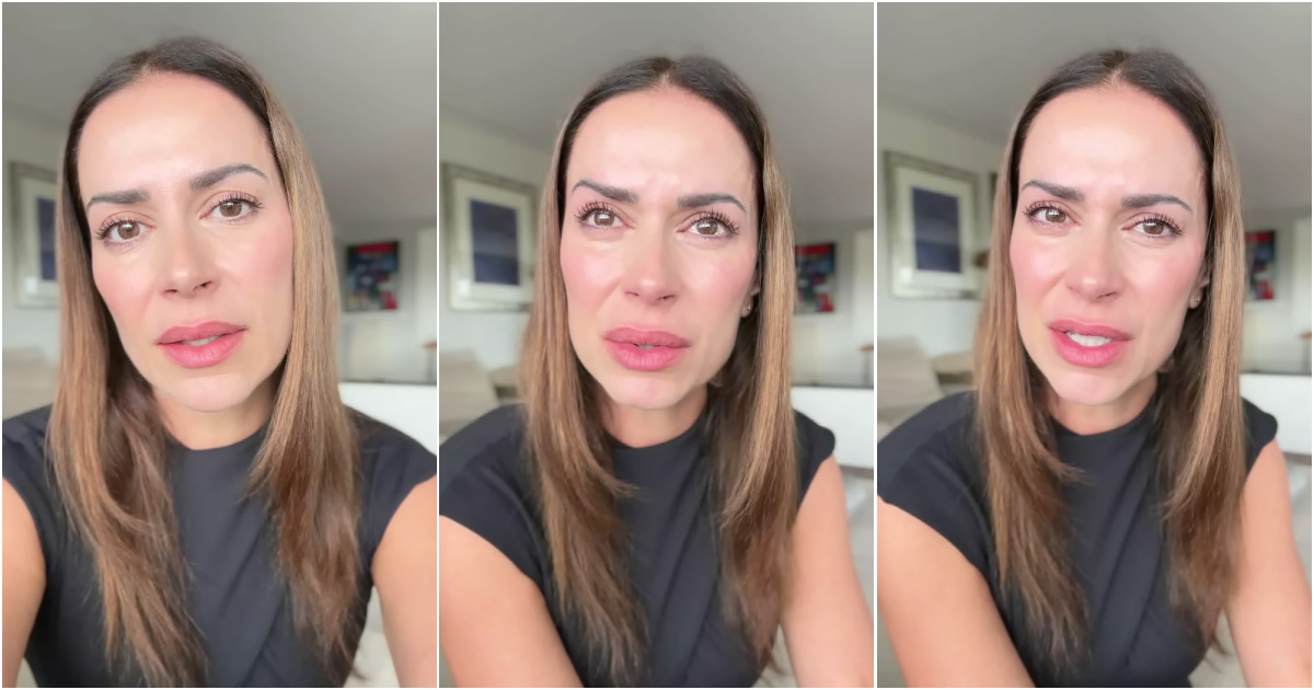 Dânia Neto cannot contain her tears after a robbery at her home