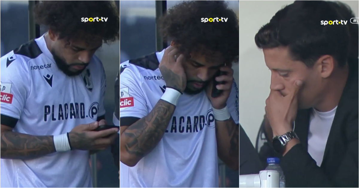 Vitória player was on the phone with the coach before entering the field