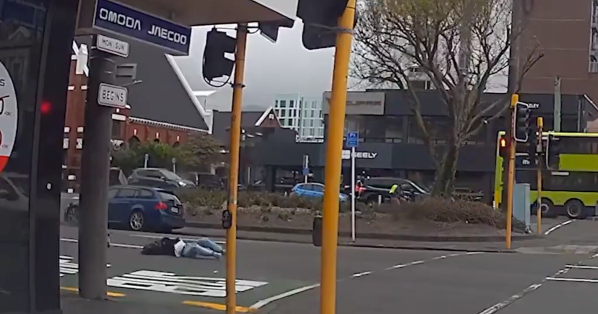 Gusts of wind push woman into traffic in New Zealand