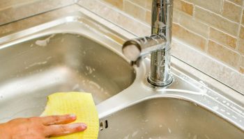 Rub this on the faucet and kitchen sink. They will shine, just like in the catalogue