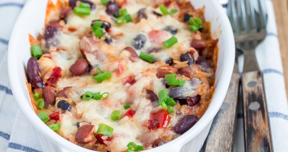 The perfect dinner for a large family. Bean and rice casserole comes together in a snap                
