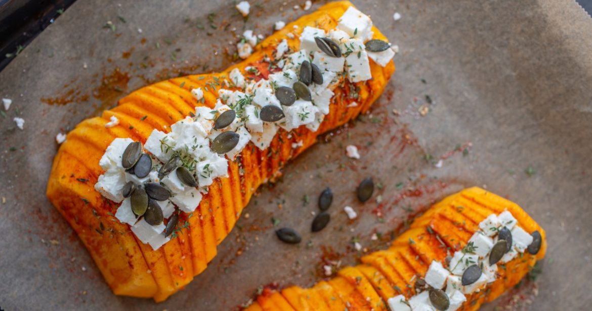 Baked pumpkin from the oven. Make a honey-spicy sauce for it                
