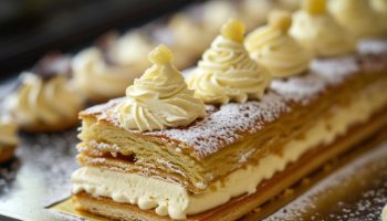 Unusual dessert for Christmas. Snowdrifts vanilla cake