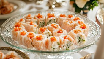 A quick snack for the holiday table. Matured ham rolls