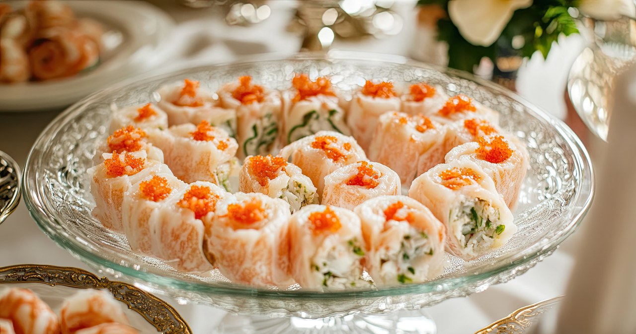 A quick snack for the holiday table. Matured ham rolls