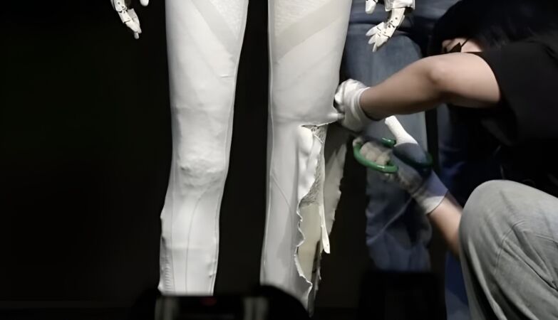 Incredibly realistic robot opened to prove it wasn't a masked human